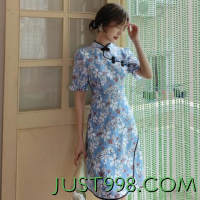 JK&JS 新中式旗袍年轻款少女夏季民国风小个子优雅改良版连衣裙