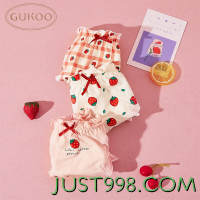 GUKOO 果壳 草莓可爱少女款棉内档内裤3条装