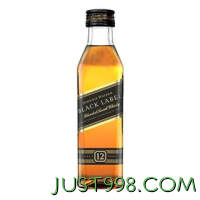JOHNNIE WALKER 尊尼获加 黑牌 黑方 苏格兰威士忌 调和 进口 洋酒 50ml