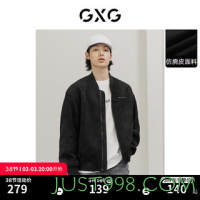 GXG 男装 黑色仿麂皮棒球领夹克外套舒适休闲百搭 2022年秋季新款 黑色 165/S