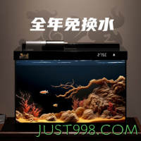 PLUS会员：SUNSUN 森森 金麟超白玻璃鱼缸生态金鱼缸 380B 尊享版 带过滤增氧
