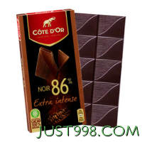 88VIP：COTE D'OR 克特多金象 86%可可黑巧克力100g*2块
