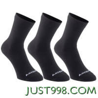 DECATHLON 迪卡侬 500系列 RS160 中性运动高筒袜 8395032 黑色 39-42 3双装