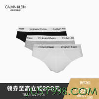卡尔文·克莱恩 Calvin Klein CK UNDERWEAR 2020春夏款 男透气弹力3条装三角内裤 U2661D 998-黑色/白色/灰色 L