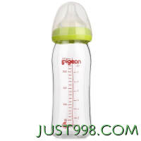 百亿补贴：Pigeon 贝亲 经典自然实感系列 AA91 玻璃奶瓶 240ml 绿色 6月+