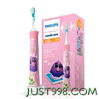 PHILIPS 飞利浦 护齿系列 HX6352/43 儿童电动牙刷 粉色 蓝牙款