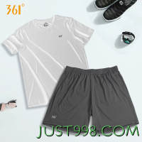 361° 361男短袖2022夏季新款轻薄透气运动短袖套装男361短袖t恤男套装