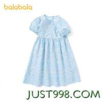88VIP：balabala 巴拉巴拉 童装女童连衣裙夏季装中大童儿童甜美复古茶歇裙纯棉裙子