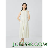 ZIQIAO 自巧 小个子小个子白色气质工褶设计感连衣裙2024夏季新款背心裙子