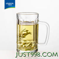 LOVWISH 乐唯诗 加厚玻璃杯透明男士喝水杯办公会议室绿茶杯饮料带把碗带盖杯子 海特杯 360ml 1只