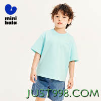mini balabala 迷你巴拉巴拉 迷你巴拉男童女童儿童短袖T恤成人一家三口宽松柔软 冰蓝80939 110cm