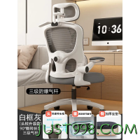 达利娜 人体工学办公椅 自适应腰靠 4D头枕 三级气杆+悬浮腰靠+加厚坐垫（灰白色）