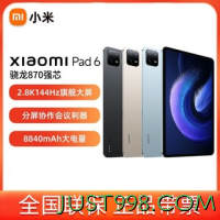 百亿补贴：Xiaomi 小米 平板6 11英寸骁龙870 2.8K 144Hz游戏平板电脑新品娱乐办公