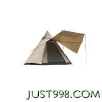 vidalido 维达利多 户外露营帐篷自动印第安金字塔帐篷涂银遮阳防晒防雨防蚊 沙色自动印第安2-4