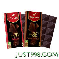 COTE D'OR 克特多金象 亿滋克特多金象进口86%/70%黑巧克力排装100g*4零食喜糖果正品