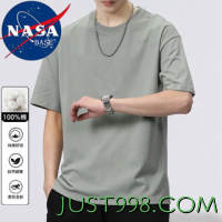 NASA BASE 男士纯棉纯色短袖t恤