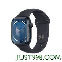 88VIP：Apple 苹果 Watch Series 9 智能手表 GPS款 41mm 午夜色 橡胶表带 S/M