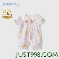 jellybaby 杰里贝比 宝宝百天衣服新生儿公主哈衣碎花婴儿夏季连体衣短袖 彩点