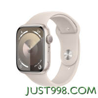 Apple 苹果 Watch Series 9 智能手表 GPS款 45mm 星光色 橡胶表带 S/M