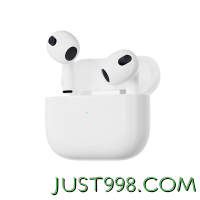 百亿补贴：Apple 苹果 Airpods(第三代)配闪电充电盒版 无线蓝牙耳机