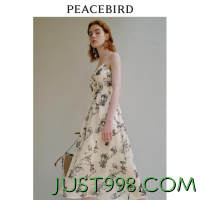 限尺码：PEACEBIRD WOMEN 太平鸟女装 法式印花吊带连衣裙 A8FAD2420C9