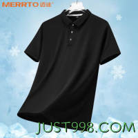MERRTO 迈途 Polo衫 夏季翻领短袖轻薄透气T恤男士高端商务速干上衣D MT-8816 黑色 XL