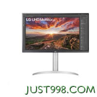 PLUS会员：LG 乐金 27UP850N 27英寸IPS显示器（3840×2160、60Hz、HDR400、Type-c 90W）